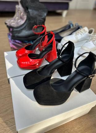 Эксклюзивные туфли из итальянской кожи и замши женские на каблуке платформе3 фото