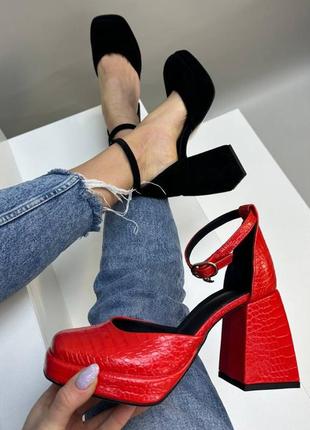 Эксклюзивные туфли из итальянской кожи и замши женские на каблуке платформе1 фото