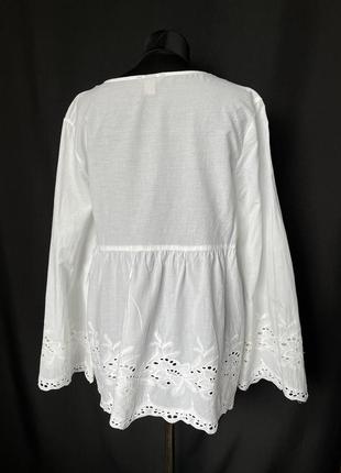 Біла туніка пляжна блуза-сорочка з мереживом батал романтик3 фото