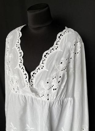 Біла туніка пляжна блуза-сорочка з мереживом батал романтик5 фото