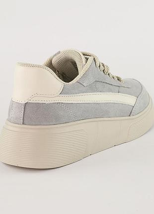 Стильные топовые серые удобные женские кроссовки весна-осень на высокой подошве, замшевые/натуральная замша3 фото