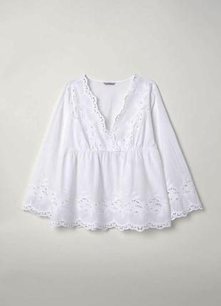 Біла туніка пляжна блуза-сорочка з мереживом батал романтик2 фото