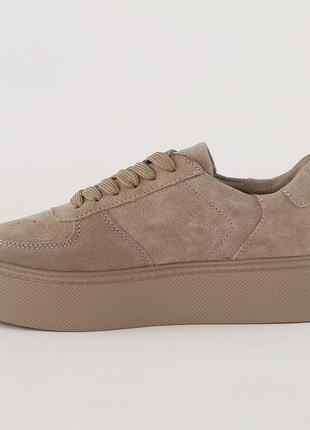 Женские бежевые стильные удобные легкие замшевые кроссовки весна-осень,деми,натуральная замша-женская обувь2 фото