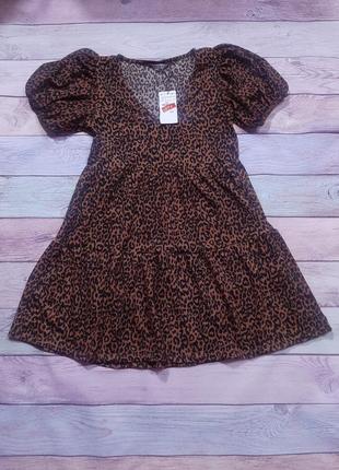 Стильное короткое платье в леопардовый принт stradivarius4 фото