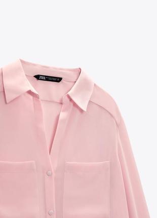 Zara новая бирки 🏷 полупрозрачная рубашка  zara с накладными карманами5 фото