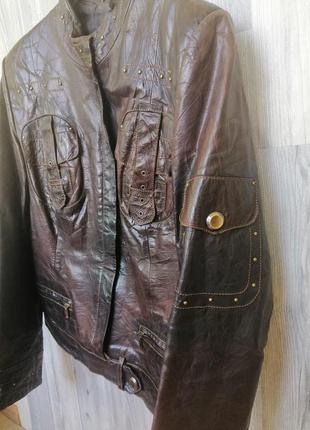 Кожаная куртка emilio franni шоколадная1 фото