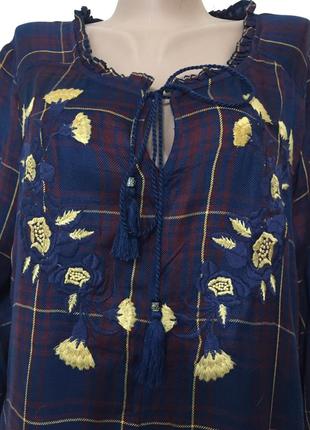 Блузка в клетку matalan  с вышивкой 54 р.5 фото