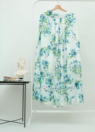 Длинная шифоновая юбка макси в цветах, цветочный принт