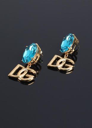 Сережки блакитний камінь золоті 026167 - розмір