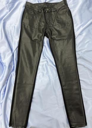 Продам комбинированные джинсы скинни с эко кожей. турция1 фото