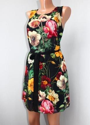 Невероятное тонкое нарядное платье в цветочный принт,крупные цветы с, 44