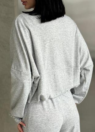 Костюм женский спортивный тонкий двунитка 42-52 черный, темно-серый, меланж (светло-серый), молочный2 фото
