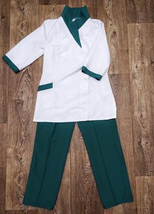 Практичный женский медицинский или фарм костюм медицинский халат куртка и штаны брюки3 фото