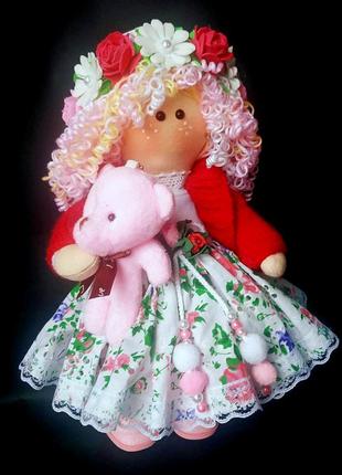 Інтер'єрна текстильна лялька вікторія, подарункова, іграшка, ручна робота, висота 31 см3 фото