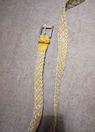 Жовтий плетений пояс5 фото