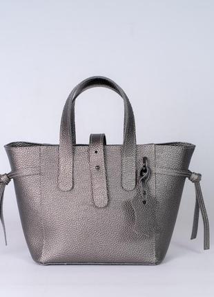 Жіноча сумка срібна сумка металік сумка тоут сумка середнього розміру сумочка1 фото