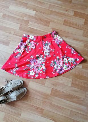 🌹расклешенная юбка в цветочный принт 🌹мини юбка в принт в стиле dolce & gabbana7 фото