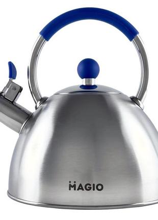 Чайник зі свистком magio mg-1190, гарний чайник зі свистком, металевий чайник з нержавіючої сталі