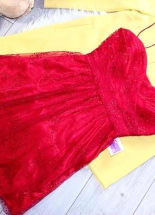 Яркое красное алое сетка вечернее коктейльное платье в блестках adrianna papell р. м 463 фото