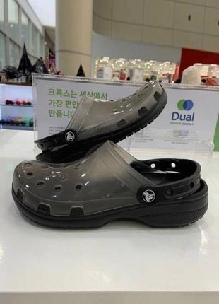 Крокс класік клог чорні прозорі crocs classic clog translucent black