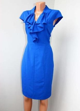 Стильное синие классическое миди платье с рюшами calvin klein р. с, 44