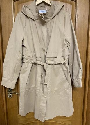 Новый тонкий модный тренч пальто плащ на молнии с капюшоном 50-52 р