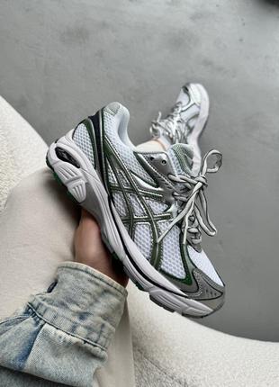 Ассикс серые кроссовки asics 59-2160 white/silver/ green5 фото