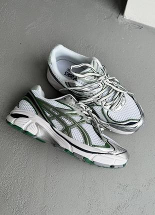 Ассикс серые кроссовки asics 59-2160 white/silver/ green4 фото