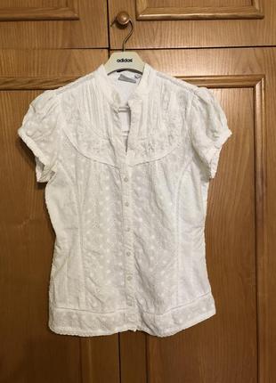 Хлопковая блуза рубашка из прошвы, ришелье, бисер , стеклярус , next индия6 фото