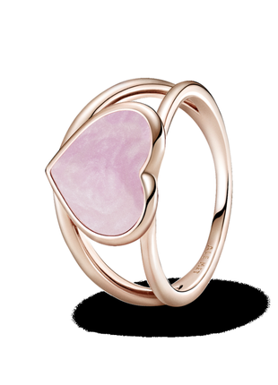 Серебряная кольца pandora rose «розовое сердце с завитком»