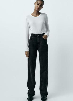 Джинсы zara с широкими штанинами wide leg (размер 34)