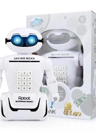 Електронна дитяча скарбничка - сейф з кодовим замком та купюроприймачем робот robot bodyguard та лампа 2в1