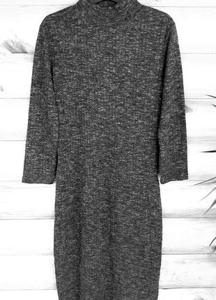 Платье миди в рубчик темно-серый меланж размер xs/s/m1 фото