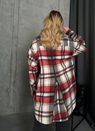 Женская теплая кашемировая рубашка в клетку с молнией на спине размер универсальный 42-487 фото