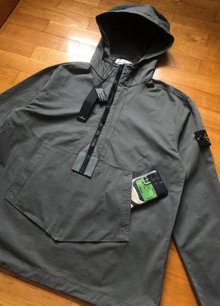 Овершот stone island hooded cotton overshirt 103wn grey3 фото