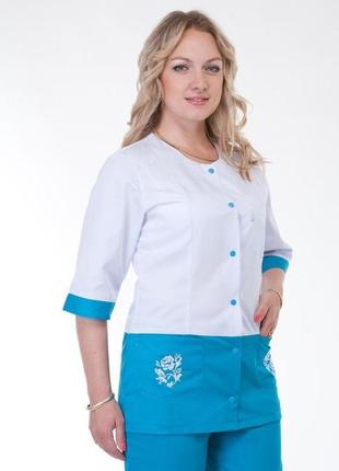 Женский медицинский костюм коттон с вышивкой