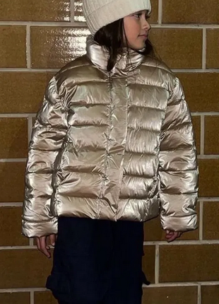 Блестящая стеганая куртка zara 8-9-10 лет 130-140 см