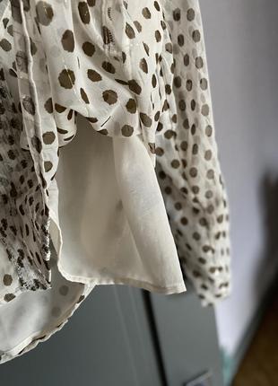 Блуза с рюшами в горошек на подкладке5 фото