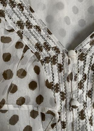 Блуза с рюшами в горошек на подкладке2 фото