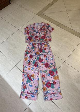 Пижама женская набор для сна со штанами домашний костюм одежда для дома классная стильная яркая практичная1 фото