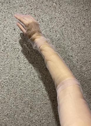 Фатиновые нежно розовые длинные/высокие перчатки из фатина для фотосессии/под платье 📸🩷