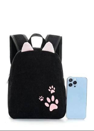 Зручний милий рюкзачок для дівчинки з котячими вушками2 фото