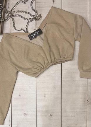 Жіночий вкорочений світшот на резинці  prettylittlething.