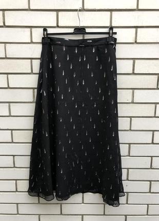 Шелковая черная юбка а-силуэт,с серебряным декором, миди & other stories9 фото