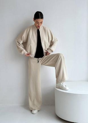 Спортивный костюм с кофтой на молнии манжетами со свободными брюками с резинкой в поясе со стрелками4 фото