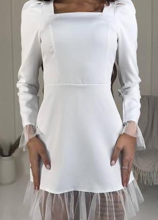 Нежное платье с длинными рукавами с добавлением фатина хорошее качество 🔥2 фото