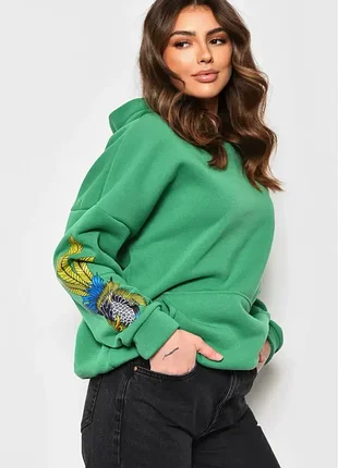 Утепленное худи с принтом / оверсайз кенгуруми с начесом