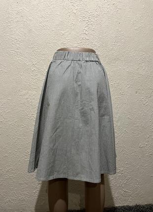 Серая юбка миди / серая юбка в полоску / длинная юбка женская2 фото