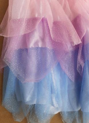 Карнавальное платье на 7-8 лет радужное единорог9 фото