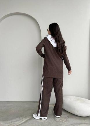 Оригінальний спортивно прогулянковий вельветовий костюм піджак з капюшоном та штани4 фото